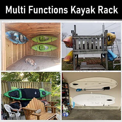 Kayak Storage Hook, Heavy Duty Steel Kayak Storage Rack, Wall Mount Garage Hanger for Ladder, Canoe, Surfboard, Paddle Board