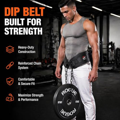Dip Belt with Chain for Weightlifting, Neoprene Waist Belt for Gym Workout,Pull Ups, Training, Fitness Exercise, Men, Women - color: black pro