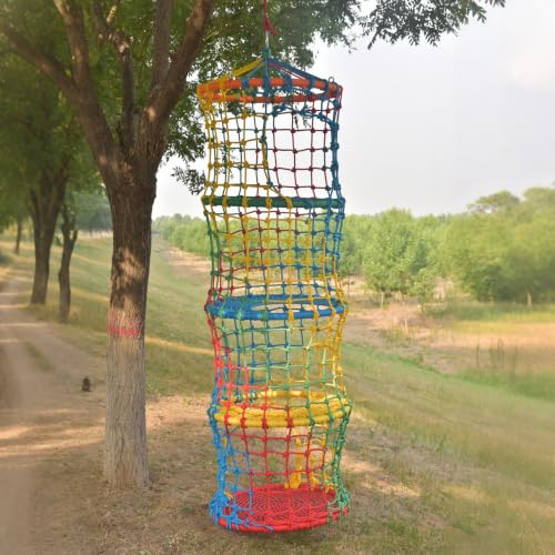 Saucer Tree Swing for Kids Climbing Rope Ladder for Children Rock Climbing Holds Suspension Indoor and Outdoor Balance Coordination Training Equipment (4 Tier) - size: 4 Tier