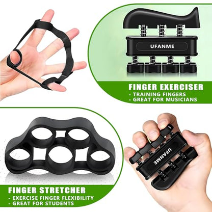 Hand Grip Strengthener,Grip Strength Trainer,22-132 Lbs Adjustable Resistance Forearm Exerciser Workout for Rehabilitation Athletes Climbers Musicians - color: black 7 pack