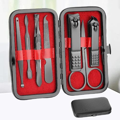 Manicure Pedicure Set - Professional Nail Grooming Kit with Travel Case - color: Black and Red