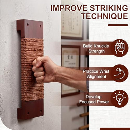 SiliFine 14.5" x 5" Wall Mount Makiwara, Solid Beech Wood Punching Board, Pre-drilled Holes for Easy Wall Mount, Martial Arts Training Equipment, Home Gym Garage Dorm (Brown)