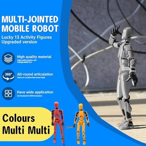 MerryXD T13 3D Action Figure,Assembly Completed Dummy Nova Titan Lucky 13 Action Figure 3D Printed Multi-Jointed Movable Toy Silver - color: Silver