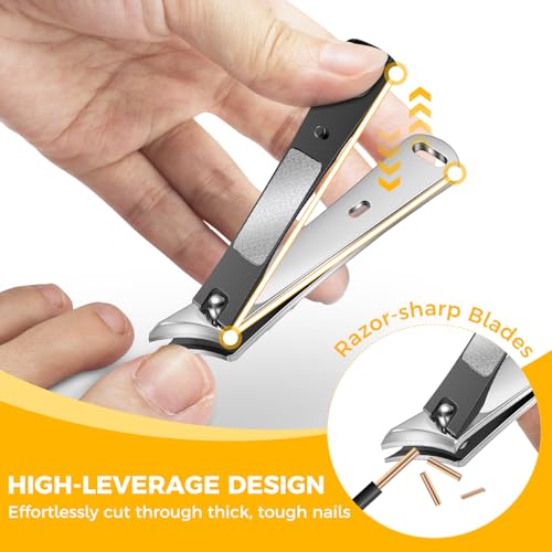 Ingrown Toenail Clippers, Edgy Nail Clippers for Thick Nails | Professional Slanted Curved Blade Finger Nail Clippers, Angled Nail Cutters for Seniors, Adults, Men & Women - style: Black