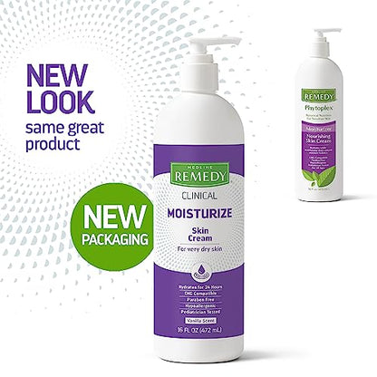 Medline Remedy Clinical Skin Cream, Vanilla Scent (16 fl oz), 2 Count, Moisturizing Face and Body Cream for All Ages, Paraben & Sulfate Free, Quick Absorbent Formula, Hypoallergenic Skin Moisturizer - size: 16 Fl Oz (Pack of 2)