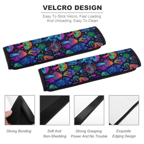 Universal Soft and Comfortable Car Seat Straps Shoulder Pads for Girls and Boys, Most Cars, 1 Pair Trippy Purple Mushrooms Harness Pads Strap Comfortable Driving - color: Pattern 1260