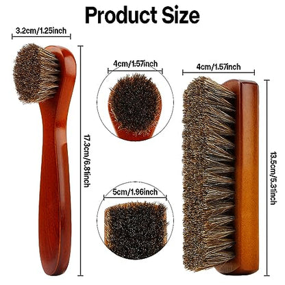 Shoe Brush, Shoe Cleaning Brush, 2 Pieces Horsehair Shoe Brush, Boot Brush, Horse Hair Brush for Leather, Shoe Brushes for Cleaning, Leather Shoes Boot Cleaning Brush Care Clean Dauber Applicators