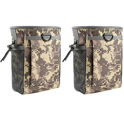 FRTKK Tactical Molle Drawstring Magazine Dump Pouch Outdoor Ammo Pouch, Adjustable Military Utility Belt Fanny Hip Holster Bag - color: 2 Pack-ACU