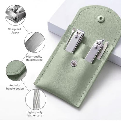 20-Piece Complete Nail Care Kit, Professional Manicure Set with Stainless Steel Tools for Home Use, Travel & Gifts | Portable Nail Clipper Kit in Gleen Case(Gleen) - color: Gleen