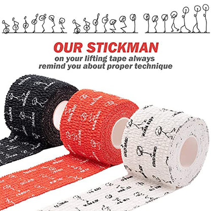 WARM BODY COLD MIND 1.85" Weightlifting Thumb Tape - Hook Grip Tape for Powerlifting, Cross Training, Gym Tape, Workout, Weight Lifting Tape, Athletic Finger Wrap (Red 6 Rolls) - color: 6 Rolls Red