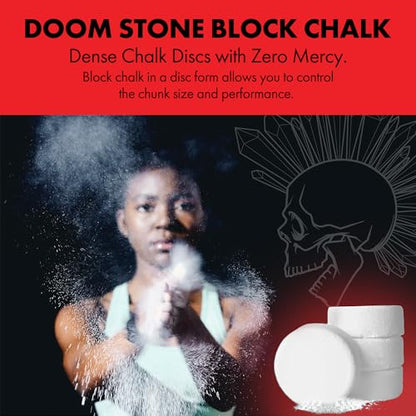 Death Grip Doom Stone Chalk Discs – 4 x 60g Gym Chalk Blocks – 100% Pure Magnesium Carbonate for Rock Climbing, Bouldering, Weightlifting, Gymnastics & Training
