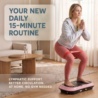 Lifepro Waver Vibration Plate Exercise Machine with 99 Speeds & 10 Presets | Resistance Bands, Non-Slip Surface, 330 lbs Capacity — Vibration Plate for Lymphatic Drainage, Body Toning, Full-Body Workout - color: Pink