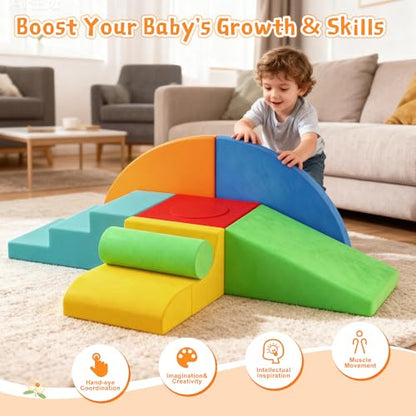 Urban Deco Large 8-Piece Foam Climbing Blocks for Toddlers, Baby Climbing Blocks, Soft Play Climbing Toys with Non-Slip Bottom, Indoor Play Gym and Activity Play Set for Climbing & Crawling