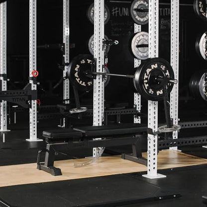 Titan Fitness Eccentric Hooks, Fully Adjustable 20" - 35" Steel Hook Barbell Attachment, Overload Lifting for Explosiveness, Fits Olympic-Sized Weight Plates, Weight Releasers - style: Ecccentric Base Unit