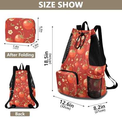 GuoChe Drawstring Backpacks Gym Swim Bag With Inside Pockets Pull String Bag Waterproof Cartoon Red Tomato - color: Cartoon Red Tomato
