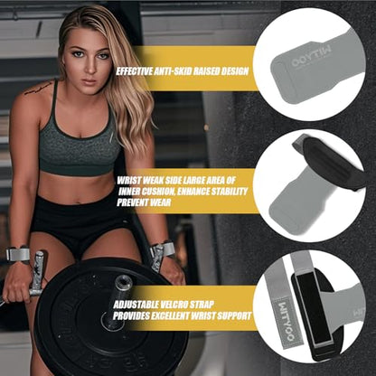 Weight Lifting Wrist Strap, Weightlifting Grip Strap for Gym Deadlifts, Powerlifting, Heavy Shrug, Pull Ups, Three Layer Leather Adjustable Training Accessory Gifts for Men Women Dad Him - color: Light gray
