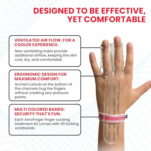 TGuard AeroFinger Anti-Finger Sucking Guard – Finger Sucking Prevention Kit, Deterrent to Stop Finger Habit, Washable Secure-Fit Guard for Kids, Large (Kids 70 lbs & Up), Ages 7 and Up, Made in USA - size: Large (Pack of 1)
