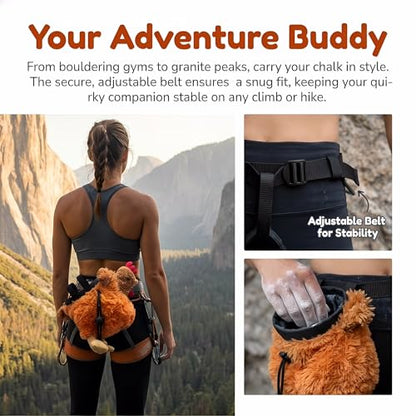 Chicken Rock Climbing Chalk Bag, Stylish Bouldering Chalk Bucket with Drawstring Closure, Adjustable Waist Belt - style: Brown chicken