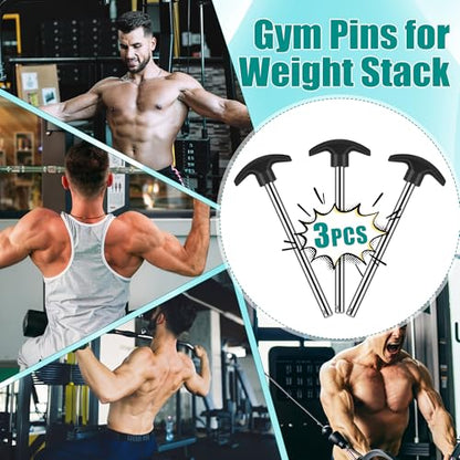 3P Weight Stack Pins, 6" Locking Space Gym Pin Weight Stack | Replacement for Lifting Machine Strength Training (3/8" Diameter)