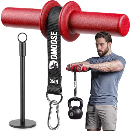 DMoose Fitness Forearm Strengthener & Wrist Roller - Non-Slip Thicker Handles, 35" Durable Nylon Strap - Grip Trainer for Wrist, Hand & Forearm Muscles - Arm Exerciser for Strength Training & Rehab - color: Red