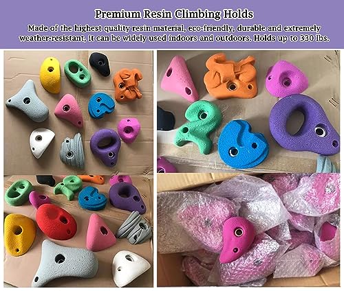 5 Pcs Resin Rock Climbing Holds with Screws, Inside Outside Climbing Hold Kit for Kids Beginners, Home Playground Obstacle Course Training Wall(Size:5pcs-Solid Wall Installation) - size: 5pcs-Solid wall installation