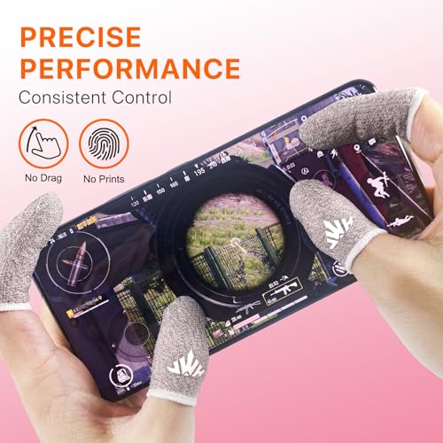 JWH Ultra-Thin Silver Fiber Gaming Finger Sleeves,Pink Thumb Sleeves Gaming Cots,10 Pack Gaming Finger Gloves for PUBG,with Storage Box,High Sensitivity,Anti-Slip,Fundas para Dedos Gamer - color: 10Pcs Pink + Storage box
