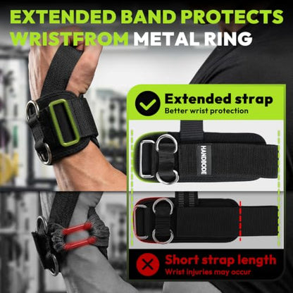 HANDBODE Lifting Wrist Straps for Weightlifting, Gym Wraps with Double D-Ring for Secure Grip, Deadlift, Pull Up, Bodybuilding, Cable Workout, Fit Men Women, Extra-Long Padded