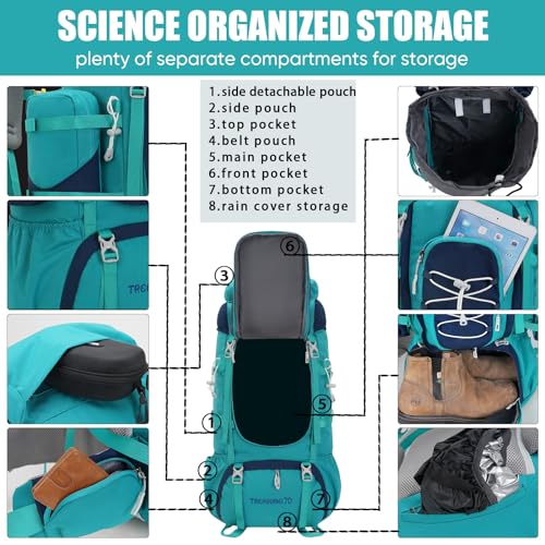 Bseash 70L (65+5) Waterproof Hiking Camping Backpack with Rain Cover, Outdoor Sport Travel Daypack for Climbing Touring (Yellow) - color: Yellow