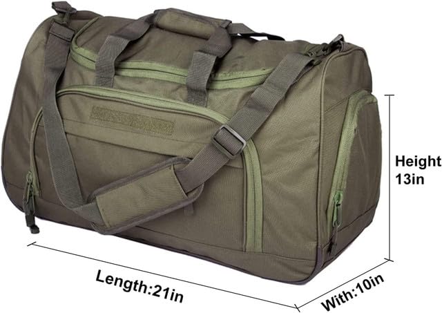 Gym Bag for Women & Men Tactical Duffle Military Weekender Travel Work Out Bags Lightweight Waterproof Sports Tote Shoe Pocket - color: Green