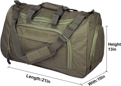Gym Bag for Women & Men Tactical Duffle Military Weekender Travel Work Out Bags Lightweight Waterproof Sports Tote Shoe Pocket - color: Green