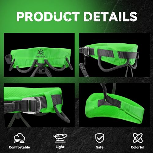 KAILAS Airo Rock Climbing Harness Men Roofing Harnesses Rescue Mountaineering Safety Belt Women Comfortable Lightweight - color: Green, size: Medium