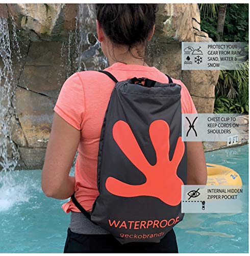 geckobrands Embark 10L Drawstring Backpack – Waterproof, Lightweight Dry Bag for Beach, Hiking, and Light Water Activities - color: Hunter Green/White