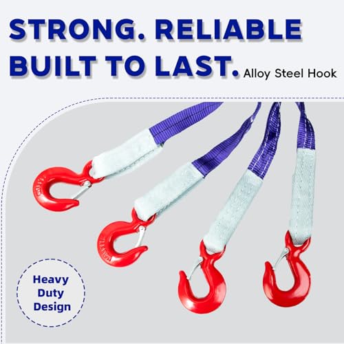 Industrial-Grade 5 ft (1.5m) Polyester Lifting Sling – 8,800 lbs (4 Ton) Capacity, 4 Legs, 6:1 Safety Ratio, G80 Hooks – Heavy-Duty, Durable, and Safe for Rigging and Overhead Lifting