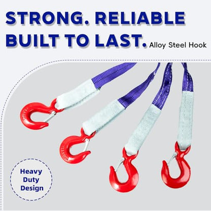 Industrial-Grade 5 ft (1.5m) Polyester Lifting Sling – 8,800 lbs (4 Ton) Capacity, 4 Legs, 6:1 Safety Ratio, G80 Hooks – Heavy-Duty, Durable, and Safe for Rigging and Overhead Lifting