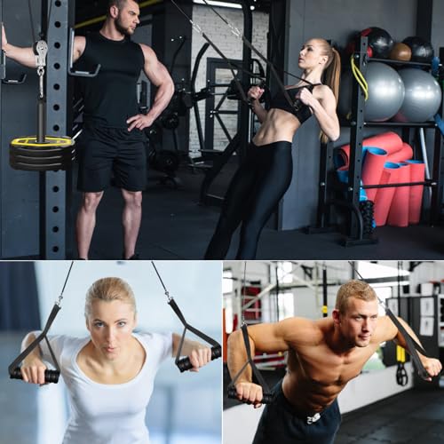 Weight Cable Pulley System Gym, Cable Weight Pulley System Attachments for Home Gym with Handle Pulley System Gym LAT Pull Down, Biceps Curl Workout