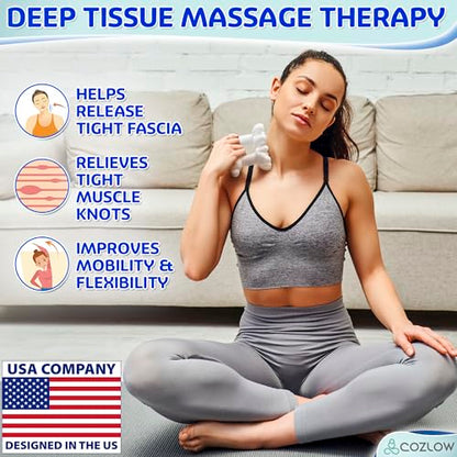Fascia Massage Tool with Deep Tissue Nodes for Trigger Point Pain Relief | Cozlow myofascial release massager for tight muscle knots - helps reduce cellulite appearance for neck, shoulder, arms, legs - color: Blue - Style C