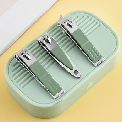 14pcs Stainless Steel Manicure and Pedicure Tool Set with Portable Storage Case, Modern-Style Curved Nail Clippers and Grooming Tools, Nail Care Kit Suitable for Men and Women, Green