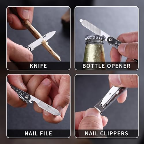 OUTU Nail Clippers Multitool,Nail File,Bottle Opener,Utility Tool with Gift Box(Black) - style: Black