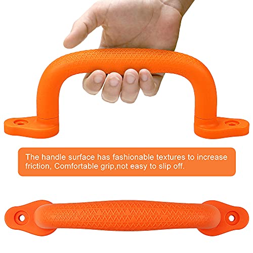 Dolibest 2-Pack Safety Handles for Swing Sets & Playsets - Monkey Bars with Anti-Skid Grip & Finger Indentations, Plastic Grab Handles, Easy Mounting for Climbing Frames, Playhouses, Treehouses - color: Orange-2pcs