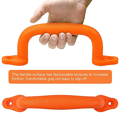 Dolibest 2-Pack Safety Handles for Swing Sets & Playsets - Monkey Bars with Anti-Skid Grip & Finger Indentations, Plastic Grab Handles, Easy Mounting for Climbing Frames, Playhouses, Treehouses - color: Orange-2pcs
