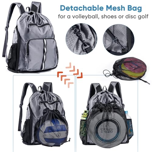 Large Beach Backpack Waterproof Sandproof - Customized Oversized Drawstring Pool Bag with Shoe Compartment for Toiletries, Towels, Gym, Travel - color: Grey, size: Large