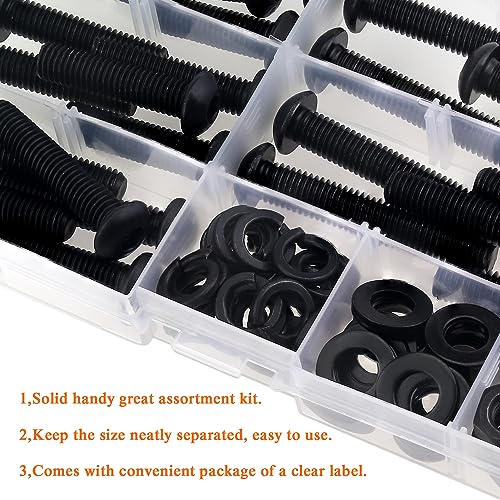 HELIFOUNER 75 Pieces M8 x 30mm /35mm /40mm /45mm /50mm, Button Head Socket Cap Metric Screws Bolts Washers Nuts Kit, 10.9 Grade Alloy Steel, Fully Threaded, Black - size: M8 x 30/35/40/45/50mm, style: Button Head