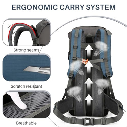 OKYUK 70L Hiking Backpack, Camping Hiking Back Pack, Water Resistant Lightweight Mountain Climbing Bag, Outdoor Camping Sport Daypack with Rain Cover, for Travel, Touring, Cycling (Navy Blue, 70L) - color: Navy Blue