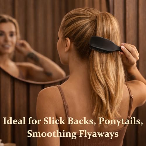 Slick Back Hair Brush Boar Bristles,Smoothing Hair Brush For Fine Hair | Adding Shine,Smoothness＆Volume | Handmade Wooden Boar Bristle Hair Brush | Designed for Fine&Thin Hair
