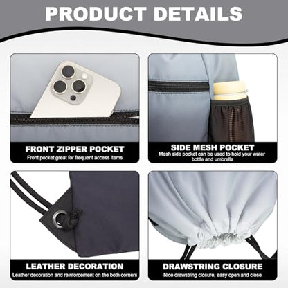 HOLYLUCK Men & Women Outdoor Sport Gym Sack Waterproof Drawstring Backpack Bag (Standard with drawstring, Gradient Black) - color: Gradient Black, style: Standard With Drawstring