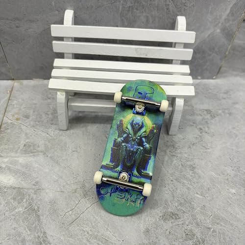 LEEFAI Pro Fingerboard Complete Set, 34x96mm Maple Deck, 4.0 Trucks, UV Print Design, Mini Finger Skateboard- Op3ra V3-Alienation