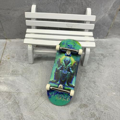 LEEFAI Pro Fingerboard Complete Set, 34x96mm Maple Deck, 4.0 Trucks, UV Print Design, Mini Finger Skateboard- Op3ra V3-Alienation