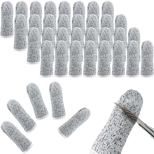 Honoson 40 Pieces Cut Resistant Finger Cots Protection Reusable Finger Thumb Protector Gloves for Kitchen Sculpture Work (2.4 Inch)