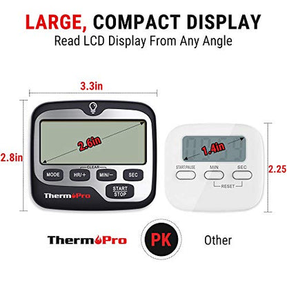 TempPro TM01(2 Pack) Kitchen Timers for Cooking with Count Up Countdown Timer, Digital Timer for Kids with Touch Backlit, Study Timers for Classroom Teacher Supplies (Previously ThermoPro) - size: Digital Timer 2 Pack