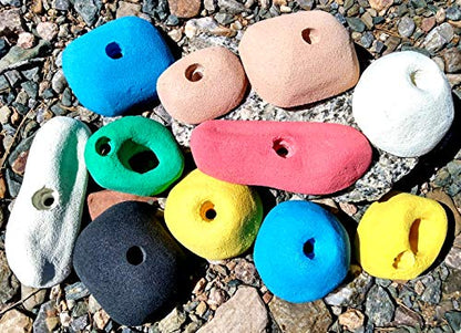 12 Pack Large Polyurethane Bolt-On Rock Climbing Wall Hand Holds - color: multiple